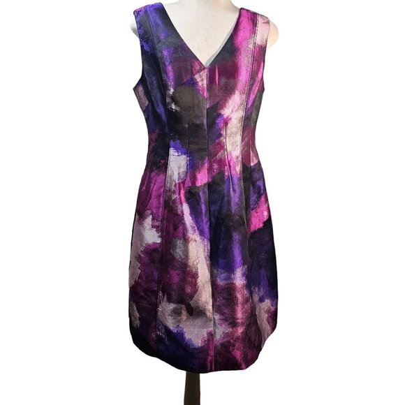 Carlisle Collection Structured Sleeveless Cocktail Dress 12 Purple Pink V Neck - Picture 1 of 15